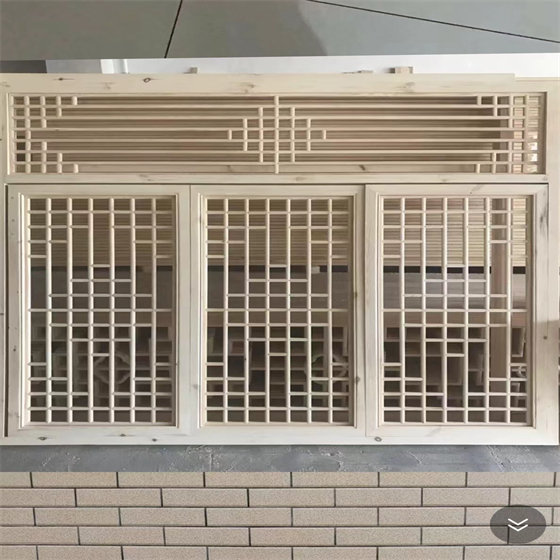 武汉木雕中式实木镂空花格-武汉古建仿古门窗雕花板屏风隔断加工案例